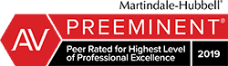 Martindale-Hubbell Preeminent Peer Rated for Highest Level of Professional Excellence 2019