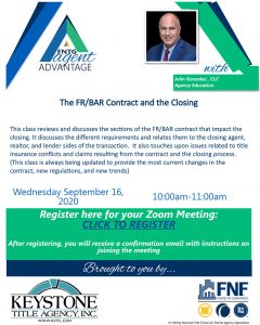 Brunch and Learn - The FR BAR Contract and The Closing